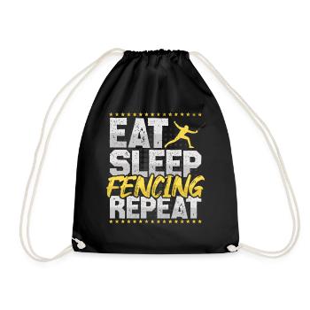 Fencing Eat Sleep Repeat Sword Fighting Swords - Drawstring Bag - black - Front