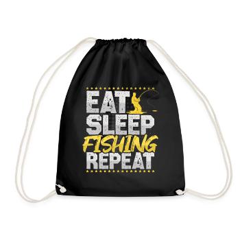 Fishing Eat Sleep Repeat Fishing Rod Hobby Fishing - Drawstring Bag - black - Front