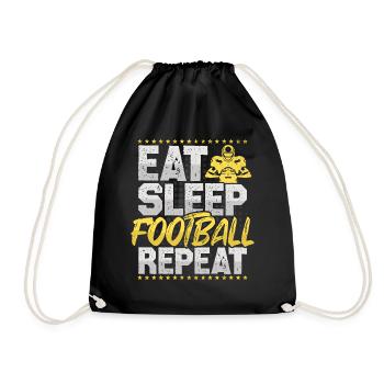 American Football Eat Sleep Repeat Hobby Football - Turnbeutel - Schwarz - Vorne