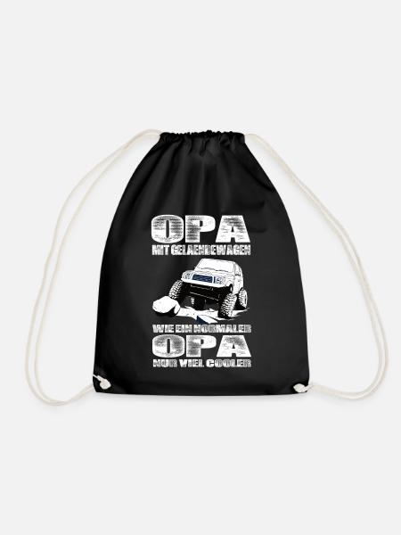 Opa Mit Geländewagen Wie Ein Normaler Opa Nur Cool - Turnbeutel - Schwarz