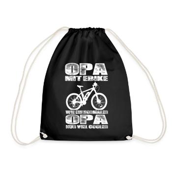 Opa Mit Ebike Wie Ein Normaler Opa Nur Cooler - Turnbeutel - Schwarz - Vorne