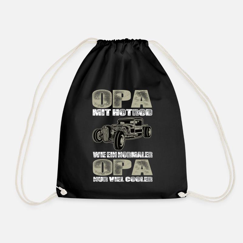 Opa Mit Hotrod Wie Ein Normaler Opa Nur Cooler - Turnbeutel - Schwarz