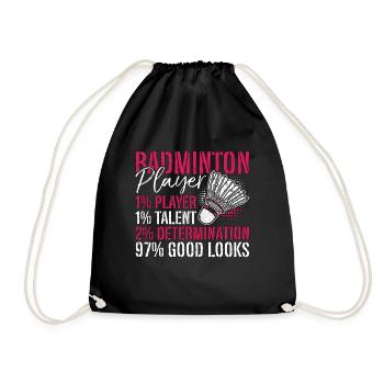 Badminton Player 1% Player 1% Talent Racquet Sport - Drawstring Bag - black - Front