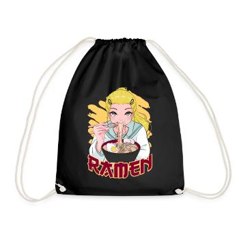 Kawaii Anime Ramen Girl Nouilles japonaises - Sac de sport léger - noir - Devant