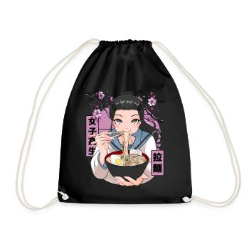 Anime Girl Ramen Noodle Fleur de Cerisier Japonais - Sac de sport léger - noir - Devant