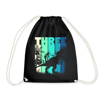Tyrannosaurus Rex 3 years old boy 3rd birthday - Drawstring Bag - black - Front