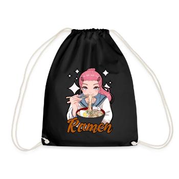 Ramen Noodle Anime Girl Japanese Food Otaku - Turnbeutel - Schwarz - Vorne