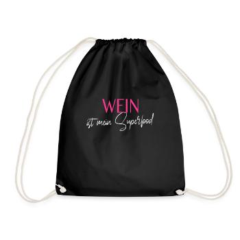cooler Wein Spruch - Turnbeutel - Schwarz - Vorne