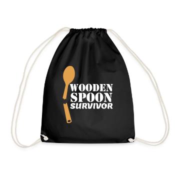Mens Wooden Spoon Survivor idea Italian - Drawstring Bag - black - Front
