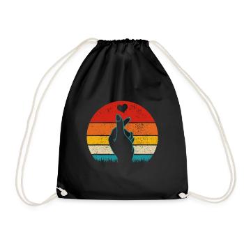 K-Pop Heart Symbole de la main K-Drama Pop coréenne - Sac de sport léger - noir - Devant