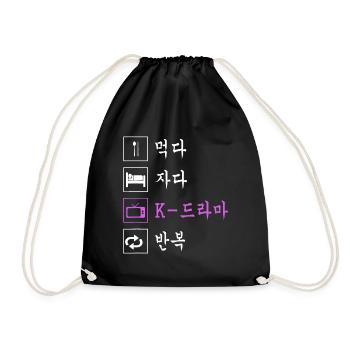 Essen Schlafen Koreanisches Drama Idee Lustiges koreanisches Fernsehen - Turnbeutel - Schwarz - Vorne