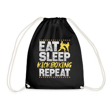 Thai Kickboxen Eat Sleep Repeat Kampfsport Hobby - Turnbeutel - Schwarz - Vorne