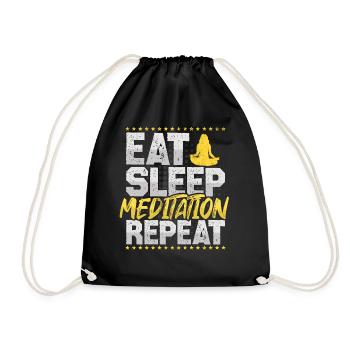 Meditation Eat Sleep Repeat Osho Hobby Meditation - Drawstring Bag - black - Front