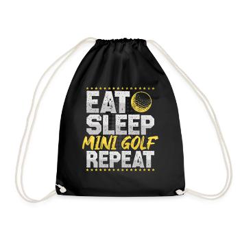 Minigolf Eat Sleep Repeat Golf Hobby Minigolf - Turnbeutel - Schwarz - Vorne