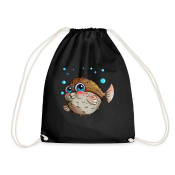 Puffer Fish avec Bubbles Angler Kids Gift - Sac de sport léger - noir - Devant