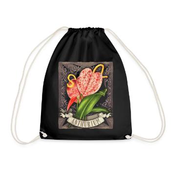Anthurium vintage, illustration de fleurs botaniques - Sac de sport léger - noir - Devant
