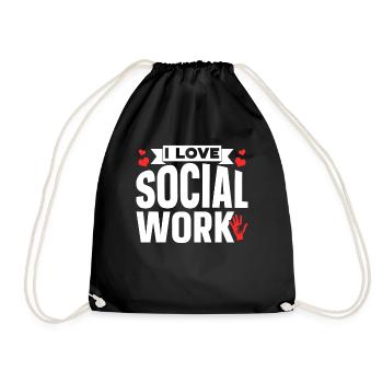 Ich Liebe Sozialarbeit Sozialarbeiter Ausbildung - Turnbeutel - Schwarz - Vorne