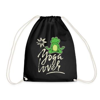 Lustiger Yoga Frosch, Spruch Yoga-Lover - Turnbeutel - Schwarz - Vorne