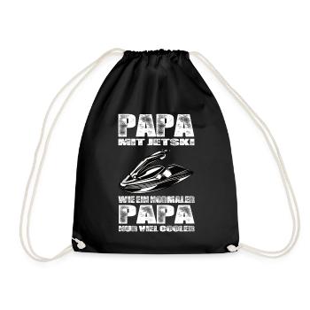Papa Mit Jetski Wie Ein Normaler Papa Nur Cooler - Turnbeutel - Schwarz - Vorne