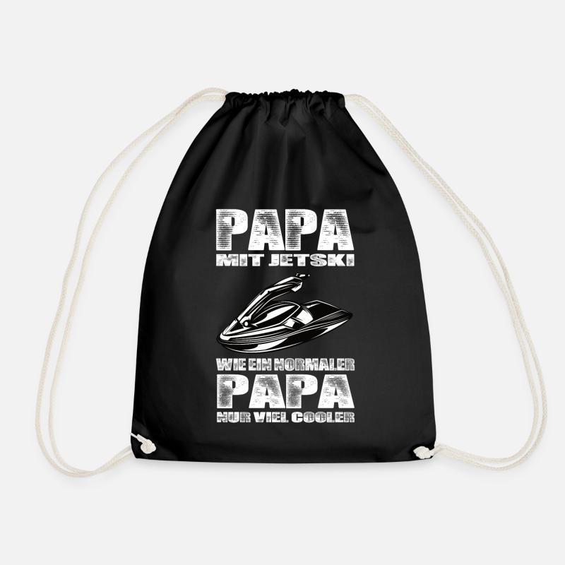 Papa Mit Jetski Wie Ein Normaler Papa Nur Cooler - Turnbeutel - Schwarz