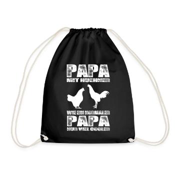 Papa Mit Hühner Wie Ein Normaler Papa Nur Cooler - Turnbeutel - Schwarz - Vorne