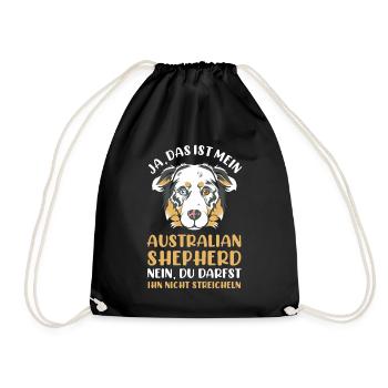 Hund Australian Shepherd - Turnbeutel - Schwarz - Vorne