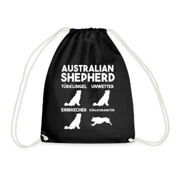 Hund Australian Shepherd - Turnbeutel - Schwarz - Vorne