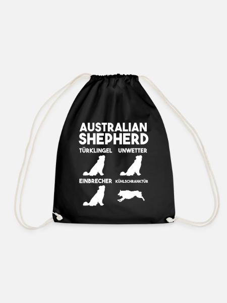 Hund Australian Shepherd - Turnbeutel - Schwarz
