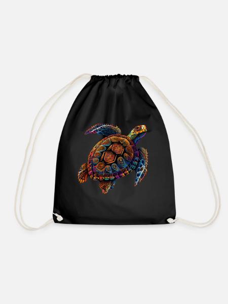 Geometric Turtle Colorful Abstract Rainbow - Turnbeutel - Schwarz
