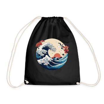 Great Wave Japanese Vaporwave Peinture - Sac de sport léger - noir - Devant