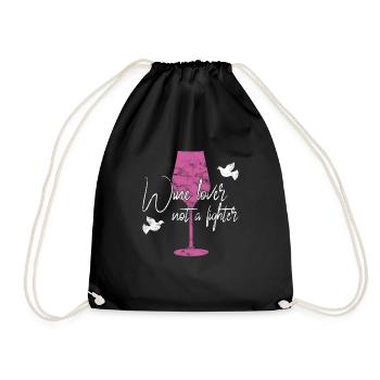 Wine Peace Saying - Drawstring Bag - black - Front