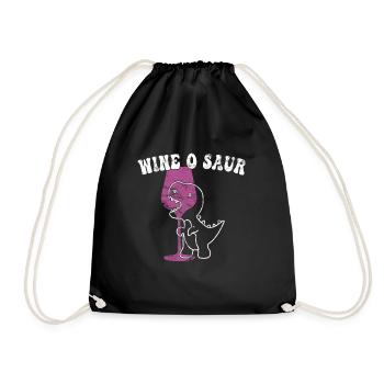 funny wine dinosaur saying - Drawstring Bag - black - Front