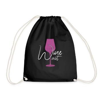 funny wine saying - Drawstring Bag - black - Front