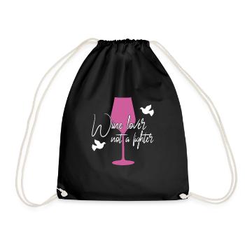 Wine Peace Saying - Drawstring Bag - black - Front