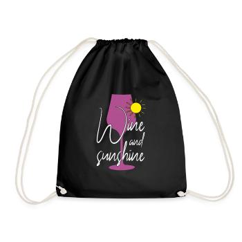 Wein Sonne Sonnenschein Spruch - Turnbeutel - Schwarz - Vorne