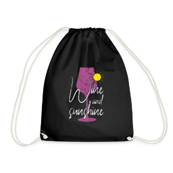 Wein Sonne Sonnenschein Spruch - Turnbeutel - Schwarz - Vorne