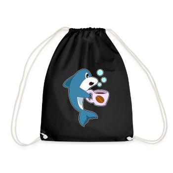Delfin coffee cup - Drawstring Bag - black - Front