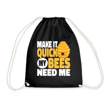 beekeeper beekeeper bees honey bee beekeeping - Drawstring Bag - black - Front