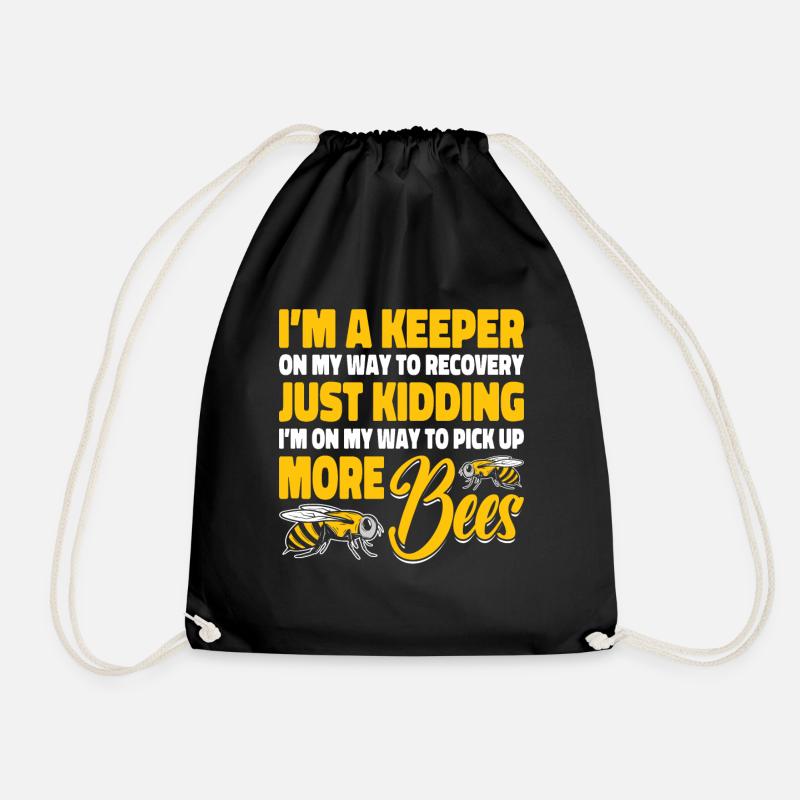 beekeeper beekeeper bees honey bee beekeeping - Drawstring Bag - black