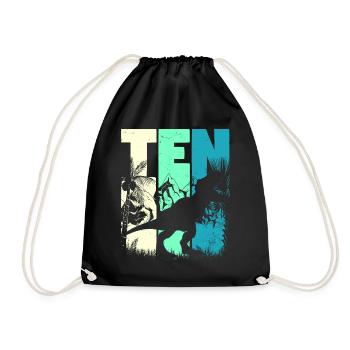 Tyrannosaurus Rex 10 Years Old Boy 10 Birthday - Drawstring Bag - black - Front