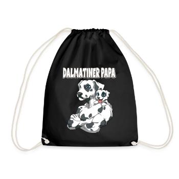 Dalmatiner Papa mit Dalmatiner Kind - Turnbeutel - Schwarz - Vorne