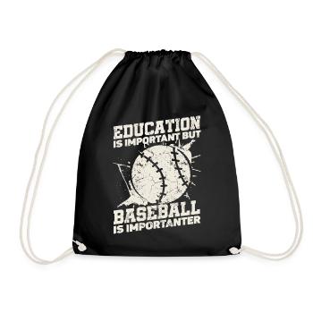 Bildung Ist Wichtig, Aber Sport Baseballer - Turnbeutel - Schwarz - Vorne