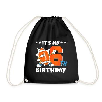 Es Ist Mein 6. Geburtstag American Football - Turnbeutel - Schwarz - Vorne