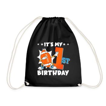 It's My 1st Birthday American Football - Drawstring Bag - black - Front