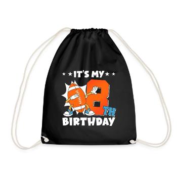 Es Ist Mein 8. Geburtstag American Football - Turnbeutel - Schwarz - Vorne