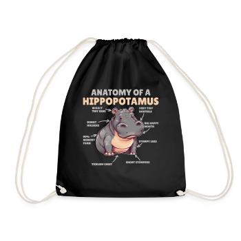 süßes Hippo Erklärung Anatomy of a Hippopotamus - Turnbeutel - Schwarz - Vorne