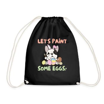 cute dogs for Easter Bulldog - Drawstring Bag - black - Front