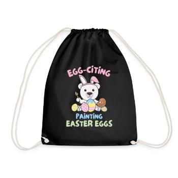cute polar bears at Easter with Easter eggs polar bear - Drawstring Bag - black - Front