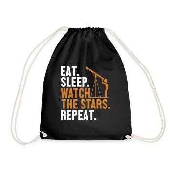 Eat Sleep Watch The Stars Repeat Cosmologist - Drawstring Bag - black - Front
