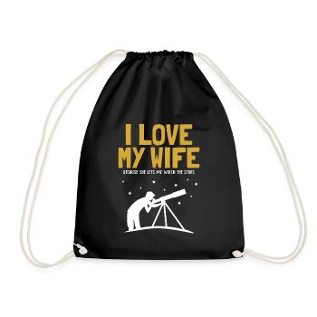 I love my Wife Astronomy Starry Sky Cosmologist - Drawstring Bag - black - Front
